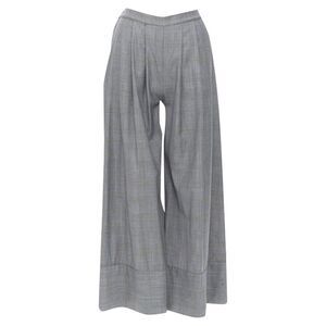 Michael Lo Sordo wool herringbone check wide cuff wide pants